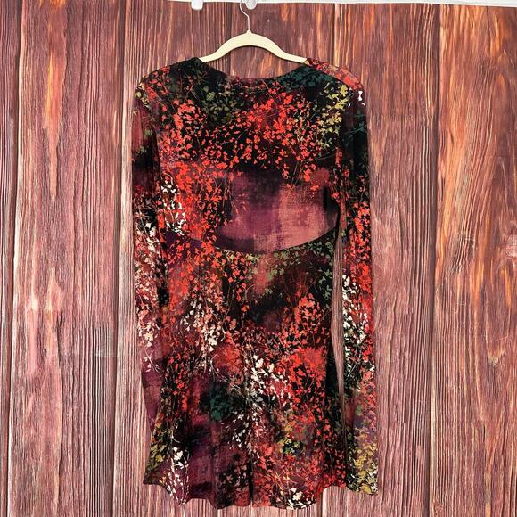 Peruvian Connection Long Sleeve Tunic Top Floral Print Stretch Size Small S - Picture 4 of 7